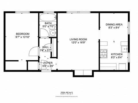 a floor plan of a house with a bedroom and a living room